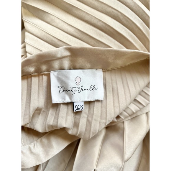 Dainty Jewells Sz XS Twirling into Tomorrow Modest Tan Long Pleated Maxi Skirt - Picture 3 of 11